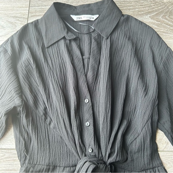 Zara  Faux Wrap Mini Shirt Dress - Picture 4 of 16
